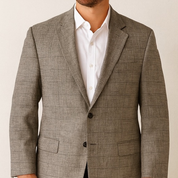 Oscar de la Renta Men’s Blazer 46R Wool Cashmere Houndstooth Sport Coat - Picture 1 of 4